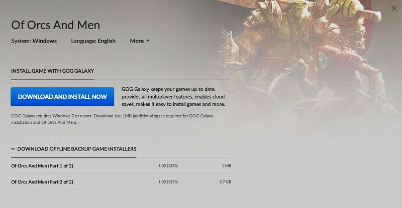 PC ゲーム Of Orcs And Men 日本語化メモ、GOG 版 Of Orcs And Men 日本語化可能