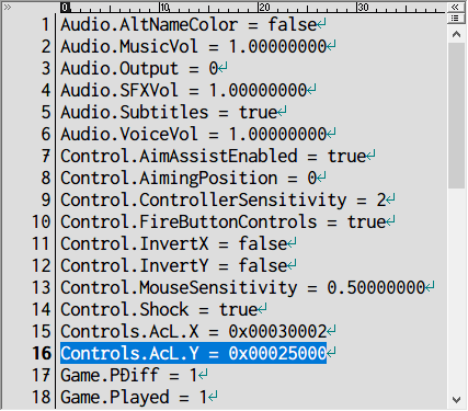 PC ゲーム DEAD SPACE 2（2011年版）日本語化とゲームプレイ最適化メモ、PC ゲーム DEAD SPACE 2（2011年版）ゲームプレイ最適化情報、クリア特典武器・スーツ＆難易度ハードコアアンロック方法、settings.txt ファイルの Controls.AcL.Y = 0x00021000 を 2進数 14ビット目反転 → 16進数変換、Windows の電卓（プログラマー）を起動して HEX を選択して 16進数を入力（ここでは 21000）、ビット反転キーパッドボタンをクリックして 2進数表記に変更、14ビット目の 0 をクリックして 1 に変更後 HEX が 25000 に更新、更新された 16進数（ここでは 25000）をコピーして settings.txt ファイルの Controls.AcL.Y = 0x00025000 に書き換えて保存