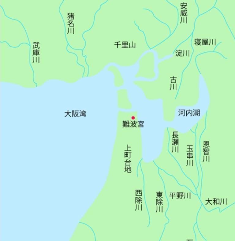 大阪湾と河内湖（飛鳥時代）