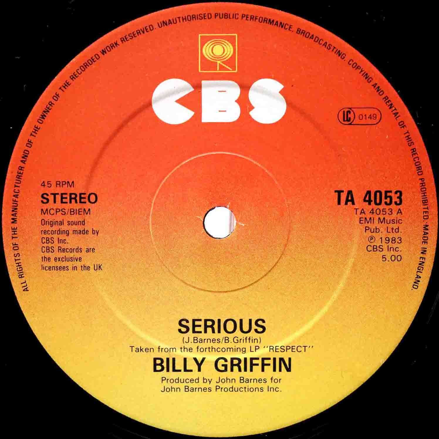 Billy Griffin ‎– Serious 03