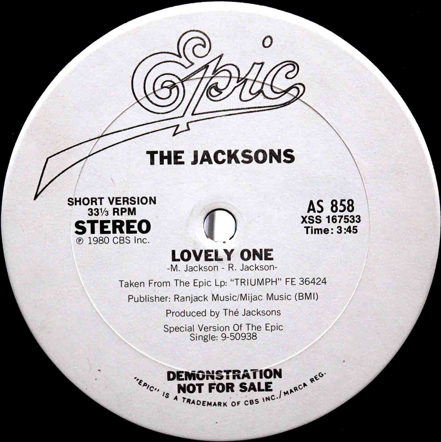 The Jacksons ‎– Lovely One US 03