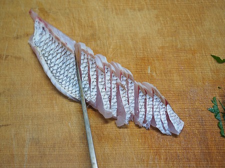 チダイの刺身、さばき方、味噌073