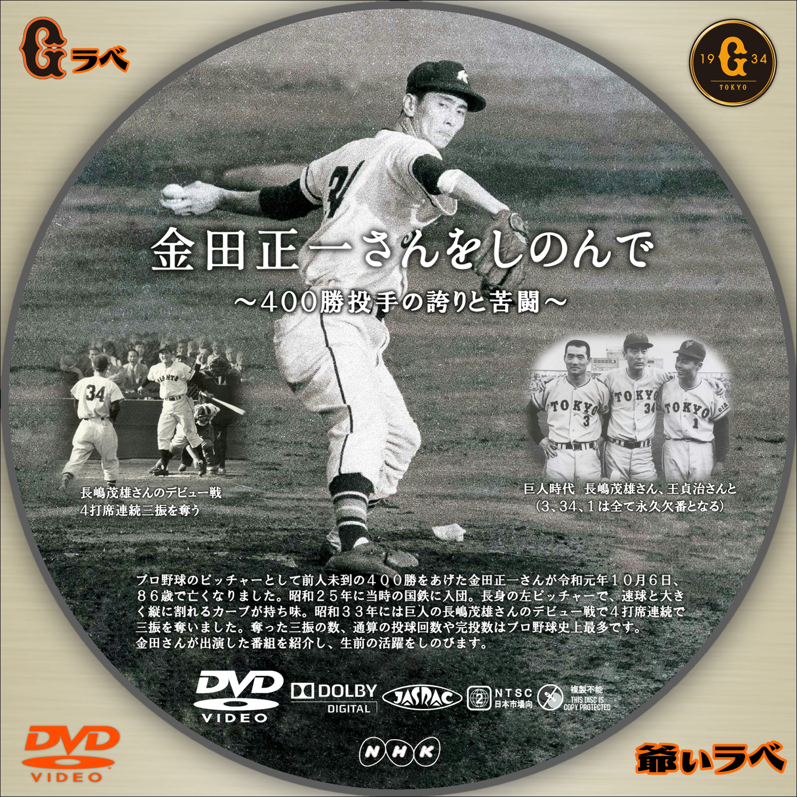 金田正一さんをしのんで ～400勝投手の誇りと苦闘～（DVD）