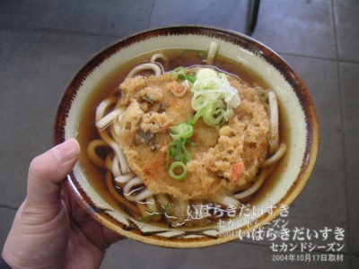 関鉄常総線 下妻駅で食べた、天ぷらうどん。330円。2004年10月撮影。