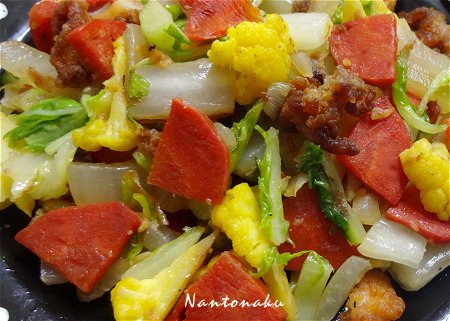 NANTONAKU 1-23 　よく煮たお雑煮と　イカの野菜炒め　2