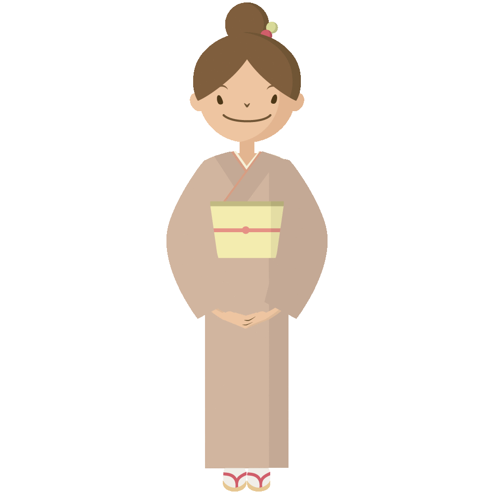 シンプルでかわいい着物を着た女性がお辞儀をするGIFアニメ素材