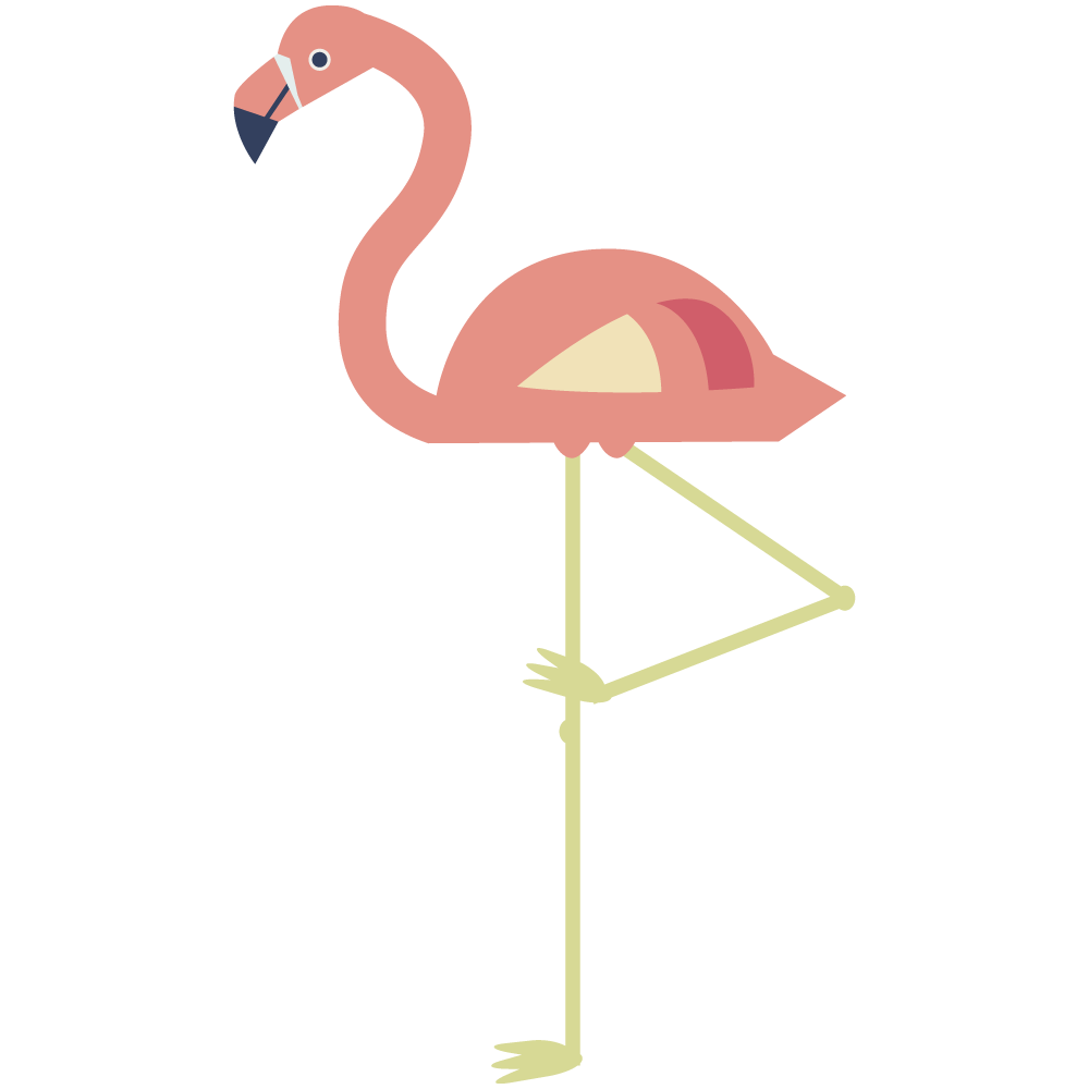 バハマの国鳥シンプルでかわいいフラットデザインのピンクのフラミンゴの素材