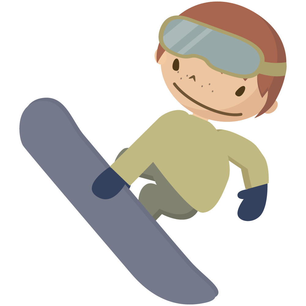 シンプルでかわいい男の子がスノーボードでグラブトリックする素材