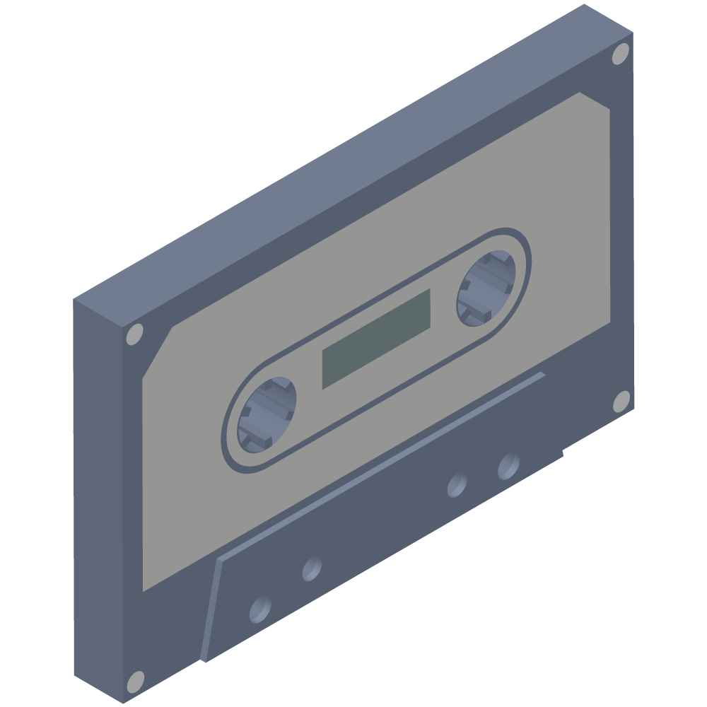 シンプルでかわいいアイソメトリックなカセットテープのイラスト素材