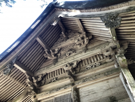 ぴーきち＆ダイナ　美山　かやぶきの里ツーリング　知井八幡神社　彫刻