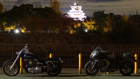 ぴーきち＆ダイナ　大阪ナイトツーリング 大阪城の夜景