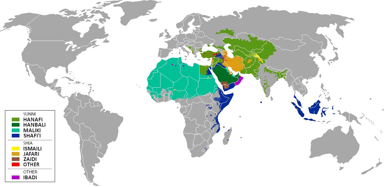 世界のムスリム分布図