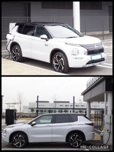 新型アウトランダーPHEV 22型　急速充電　横浜ハンマーヘッド第一駐車場